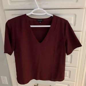 Small burgundy V-neck